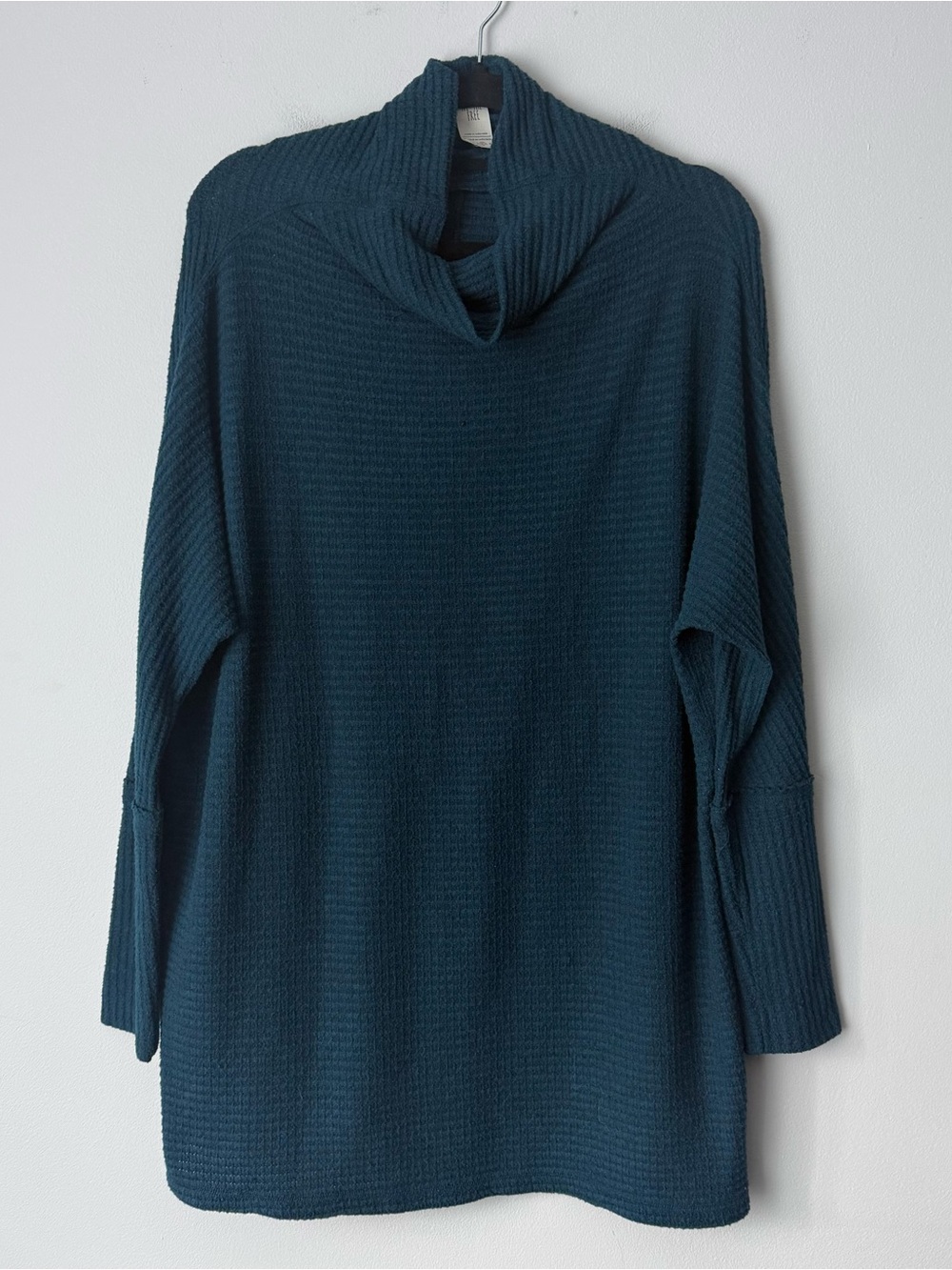 We The Free Teal Ribbed Cowl Neck Sweater Dress